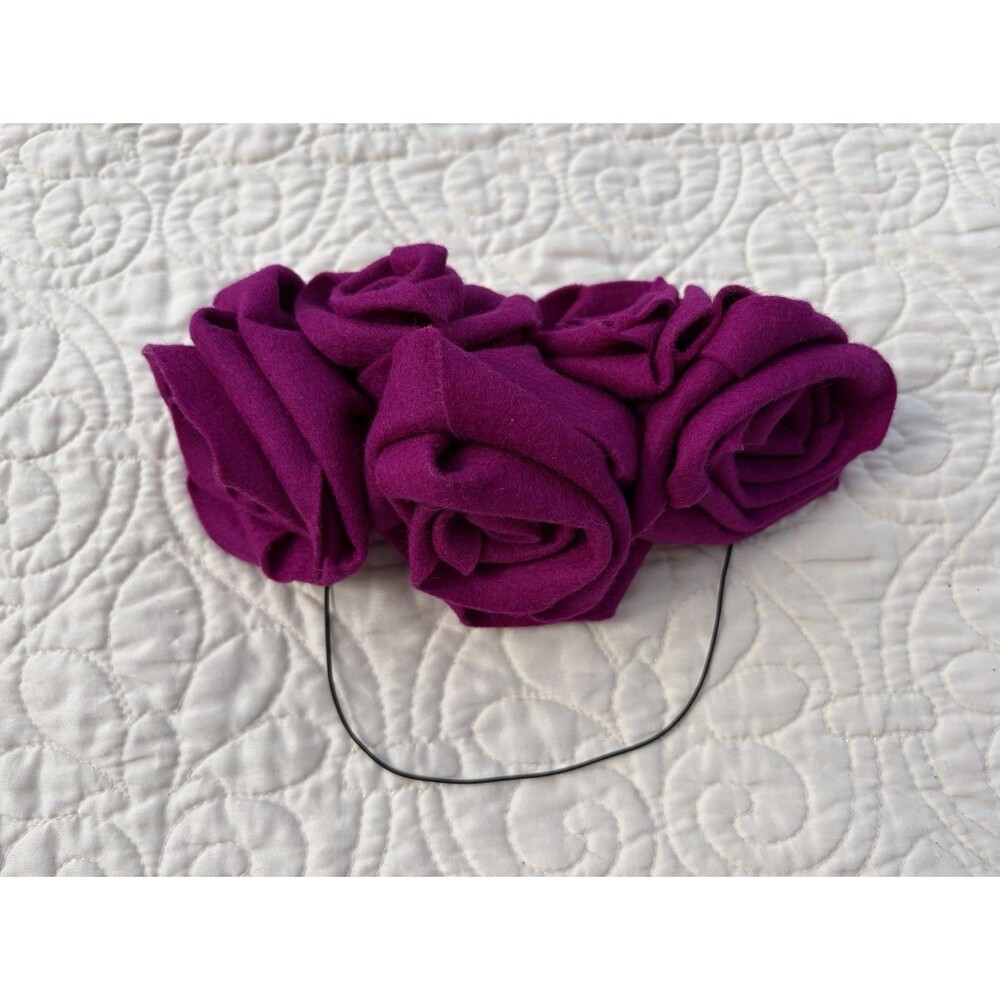 Gertie in Roses Hand Sewn Magenta Wool Felted Frida Fascinator Headband